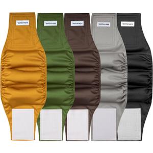 5 Pack Dog Diapers Male Reusable Belly Bands Washable for Small Male Dogs, High Absorbency for Puppy & Doggy, Size S (Dark color)