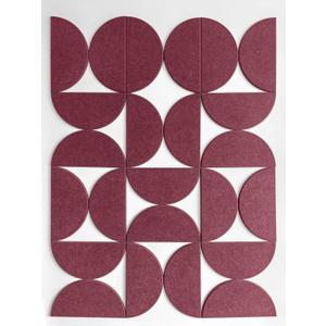 Half-Circle Felt Board Tiles, 12 Packs - Self Adhesive Wall Art & Acoustic Panels | Abstract Wall Decor for Home Office | Modern Pinboard - Red 