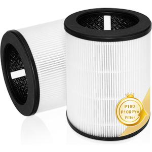 P100 / P100 Pro Replacement Filter Compatible with Welov P100 P100 Pro Air Purifier, 3-in-1 H13 HEPA and High Efficiency Activated Carbon Filters, Part # P100-RF 2-Pack