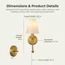 Plug in Wall Lamp,Plug-in or Hardwired Installation Wall Sconce with Beige Fabric Shade for Wall Painting,Modern Living Room, Bedroom, Hallway,Led Bulbs Included-(Copper Color)