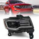 Huray HID Headlight Assembly for Jeep Grand Cherokee 2014-2016 [Only for Xenon Type] [Black Housing] OE Projector Headlamp w/LED DRL Bulbs Right Passenger Side (RH)