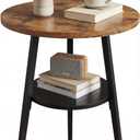 Small Round Side Table, End Tables Living Room, Rustic Brown, 16D x 16W x 22H in