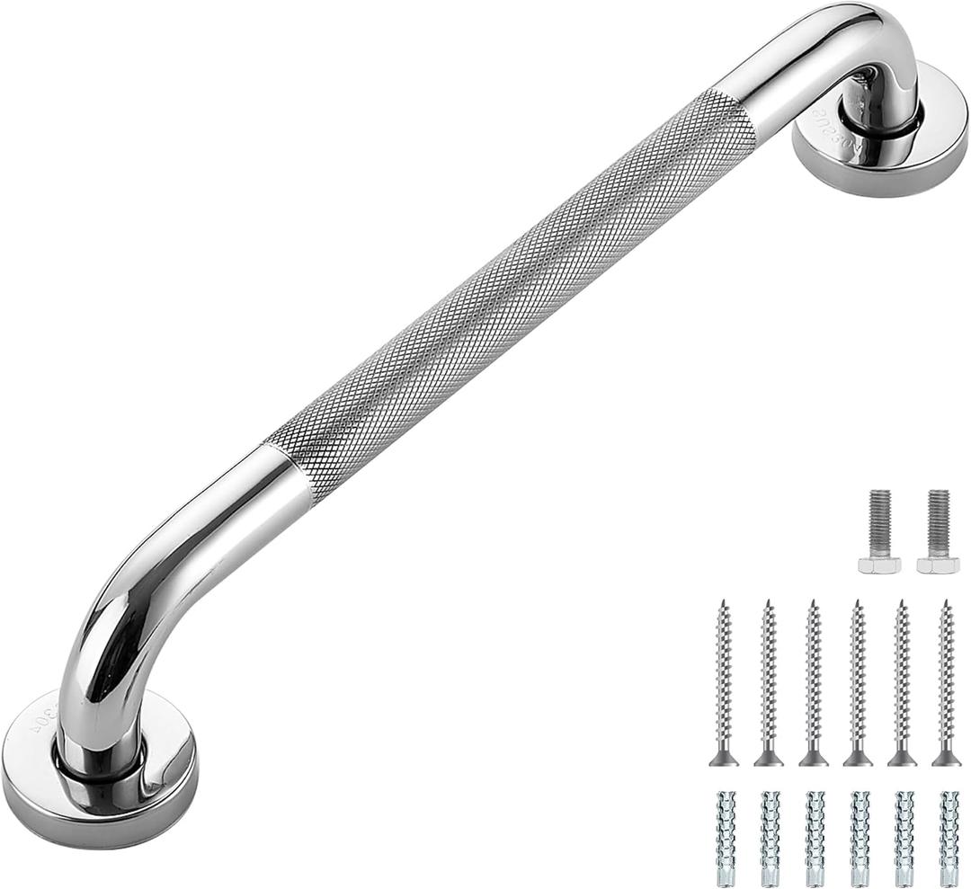 Grab Bars for Shower, 1 Pack 16-Inch Anti Slip Shower Handles for Elderly, Safety Shower Grab Bar, Stainless Steel Handicap Grab Bars for Bathroom (Polished Nickel 1" Diameter)