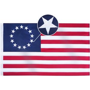 Homissor Betsy Ross Flag 3x5 Feet Embroidered 13 Star American Flags Heavy Duty Outdoor Colonies Banner for Outside