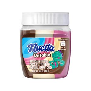 Nucita Trisabor Spreadable, Creamy Candy Chocolate, Vanilla and Strawberry 12.35 Oz Jar, Pack of 1 (EXP 06/01/26)