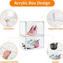 1 Pack Clear Acrylic Sneaker Shoe Display Case,Shoe Storage Boxes Stackable,Acrylic Boxes for Shoes Display with Lid,Boot Storage Organizer for Tall Boot,Purse Handbag Organizer for Closet