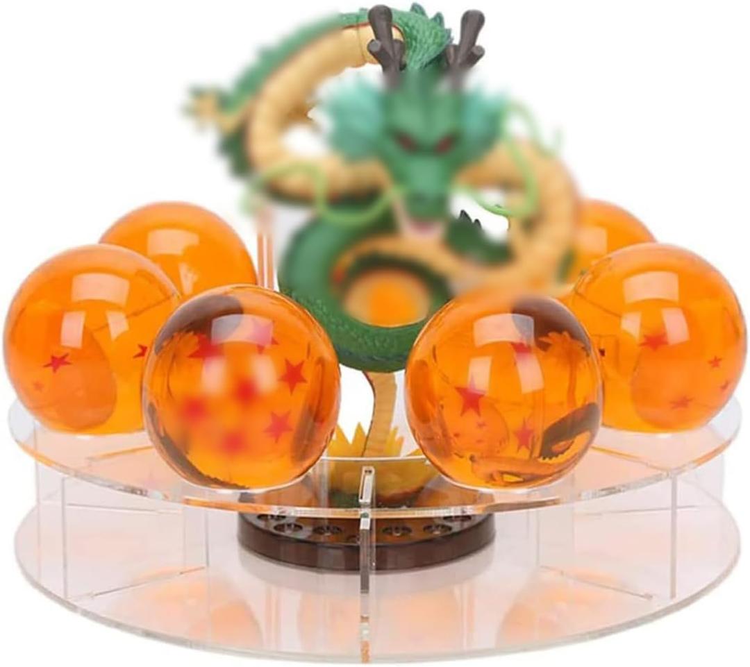 Resin Shenron Figure Shenlong Statue Set 3.5cm Crystal Balls + Shelf with Gift Box for Business Halloween Christmas Holiday