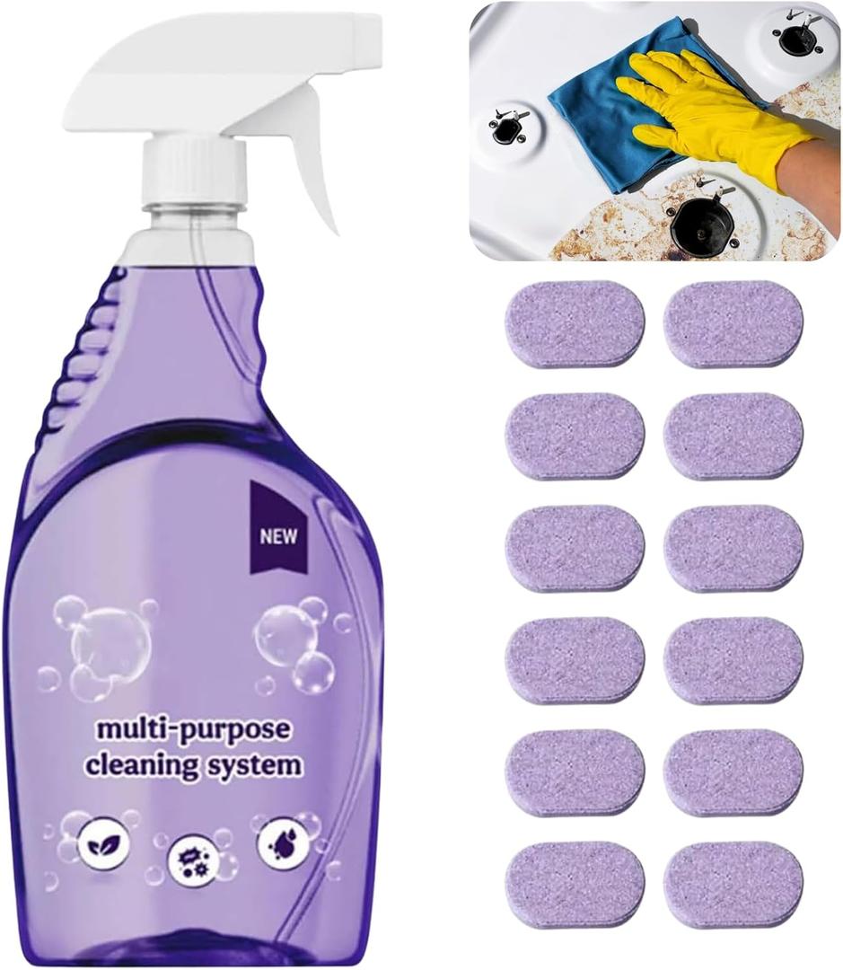 Multi-Purpose Cleaning System,Clean Spray Cleaner For Ovens,Spray Oven Cleaner,Multi-Surface Cleaners With Concentrated Cleaning Tablets,Sided Cleaning Agent Suitable For Households