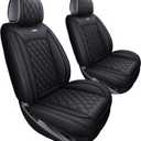 Aierxuan Chevy Silverado GMC Sierra 2 Front Seat Covers Pickup Custom Fit 2007-2025 1500 2500HD 3500HD Crew Double Extended Cab Waterproof Leather Seat Protectors(Set of 2, Black)