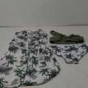 Girls Swimsuit 3 Piece Tropical Print Bikini Set Criss Cross Bathing Suit with Drawstring Quick Dry Cover Up 11-12Y Green Palm Tree