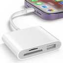 SZHAIYIJIN SD Card Reader for iPhone, Memory Card Reader with USB Camera Adapter Plug and Play Trail Game Camera Viewer Supports SD and TF Card MicroSD Card Adapter for iPad No App Required