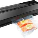 GERYON Vacuum Sealer Machine, Food Vacuum Sealer with Powerful Suction | Slim Design | Easy to Use | Led Indicator Lights for Sous Vide, Meal Prep, w/Starter Kits for Vacuum Seal Container (Black