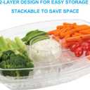 DEAYOU Ice Serving Tray for Party Food, Chilled Serving Platter Dish with 4 Compartments, 15" Flip-Lid Divided Serving Bowl for Appetizers, Fruits, Vegetables, Salads, Shrimp Cocktail