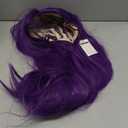 Fer-n Cosplay Wig 29'' Long Straight Anime Purple Wig with Bangs Dark Purple Synthetic Hair for Women Halloween Costume Party