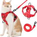 Cat Harness and Leash, Reflective Cat Harness Escape Proof for Walking, Adjustable Kitten Harness and Leash Set, 4 Buckles Easy Control Breathable Cat Vest Harness for All Types of Cats (Large, Red)