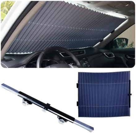 Suvnie Retractable Windshield Sun Shade for Car, 25 Inch Sunshade Protector Blocks 99% UV Rays to Keep Your Car Cool, Car Accessories for Window Sun Protection with Suction Cups