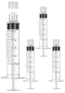5mL Sterile Luer Lock Syringe Without Needle, Individually Wrapped, Leak-Proof Safety Lock Design for Lab Use and Home Care(50 Pack)