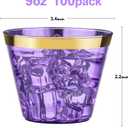 Bestluck 100 Pack 9 oz Purple Plastic Cups, Clear Disposable Cups with Gold Rim, Plastic Cocktail Glasses for Party & Graduation & Wedding
