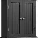 ChooChoo Bathroom Wall Cabinet, Over The Toilet Space Saver Storage Cabinet, Medicine Cabinet with 2 Door and Adjustable Shelves, Cupboard, Black