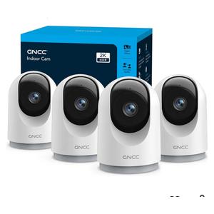 GNCC 2K Security Cameras 4pcs, Home Security Camera Indoor with 360° Motion Detection for Pets/Baby/Dog, Two-Way Audio, Night Vision, 24/7 SD Card Storage, Cloud Storage, Compatible with Alexa