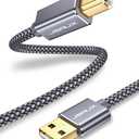 JSAUX Printer Cable, 10FT USB Printer Cord 2.0 Type A Male to B Male Cable Scanner Cord High Speed Compatible with HP, Canon, Dell, Epson, Lexmark, Xerox, Samsung and More (Grey)