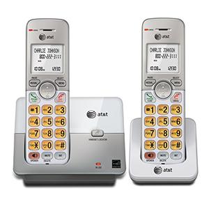 AT&T EL51203 DECT 6.0 2-Handset Cordless Phone - Full Duplex Handset Speakerphone, Caller ID/Call Waiting, Backlit Keypad & Display, Intercom, ECO Mode, White/Silver