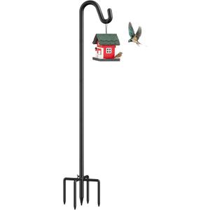 76" Shepherds Hooks for Outdoor, Adjustable Bird Feeder Pole with 5 Prong Base, Heavy Duty Bird Feeder Pole for Hanging Bird Feeders, Plant, Wind Chimes, and Garden Decorations (76 Inches)