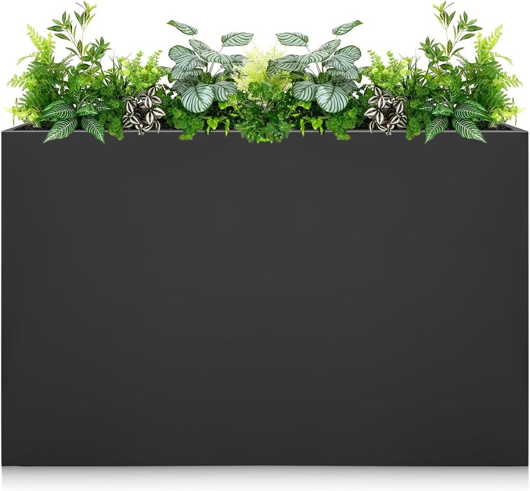 Galvanized Steel Planter Box - No Installation Required Metal Rectangular Block Long Box Planter Modern Outdoor Planters All-Weather Use with Drainage Holes for Patio/Porch, 36x24x12IN, Large-Fold