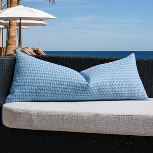 Kevin Textile Outdoor Waterproof Throw Pillow Covers 14x36 Inch Pack of 1 Boho Farmhouse Decorative Long Lumbar Cushion Covers for Garden Patio Tent Balcony Bench Couch Sofa, Light Blue