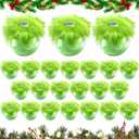 Soulchen 24 Pcs Lime Green Christmas Flat Ball Ornaments 2.36 Inch Green Flat Ball with Fuzzy Hair Hanging Ornament for Xmas Christmas Trees Fireplace Decorations, DIY Crafts