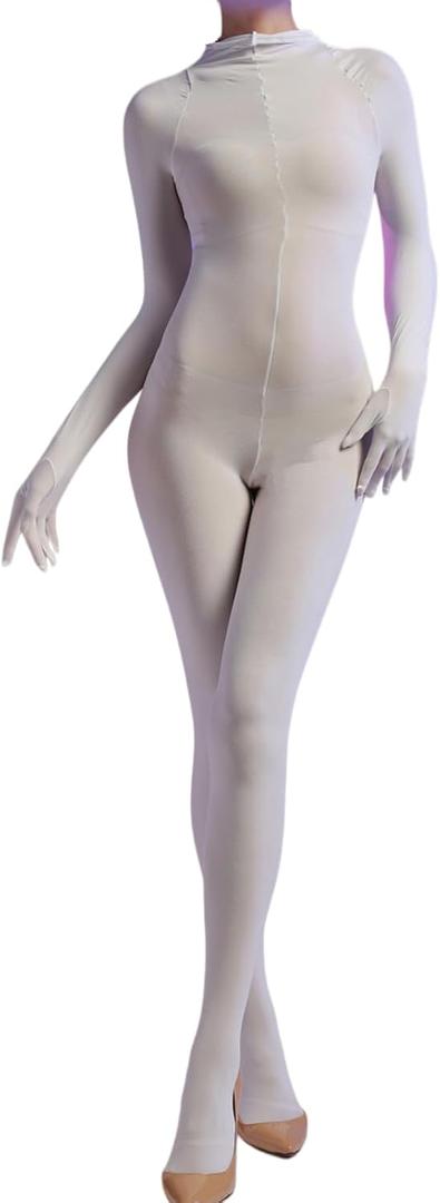 Body Stockings for Women Long Sleeve Full Body Bodysuit Includes Five Finger Glove Bodystocking Velvet 120D