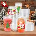 16 oz 50 Pack Christmas Plastic Cups with Lids, Sturdy Iced Coffee Cups with Sip Lids, Disposable Food Safe Smoothie Cup for Cold Drinks, Juice, Milkshake