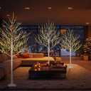 Set of 3 Fairy Lighted Tree 4FT 6FT and 8FT LED Lighted Birch Tree for Decoration Inside and Outside Home Patio Wedding Festival Christmas Decor Warm White