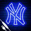 NY Baseball Neon Sign, New York Cool Light Up Dimmable NY Baseball Team Logo Hanging Led Neon Sign for Wall Decor, Bedroom, Party, Man Cave, Garage, Birthday Christmas Gift for Baseball Fans