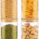 32oz - 4 Pack Glass Jars with Bamboo Lids, Glass Pantry Storage Containers with Airtight Lids, Round Air Tigh Food Storage Canisters for Cereal, Pasta, Flour, Sugar, Rice, Best for Kitchen Organizer