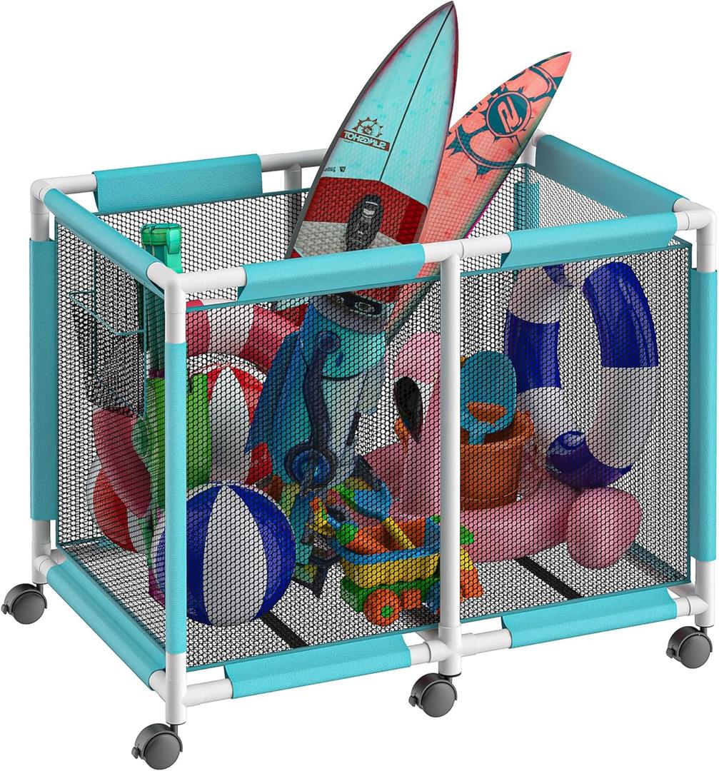 220 Gallon Gallon Extra Large Pool Storage Bin, Pool Toy Storage, Pool Float Storage Organizer, Floats Equipment 360 Rolling Pool cart for Pool Noodles Floats, Toys, Balls