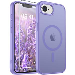 SUPFINE Magnetic for iPhone 17e Case/iPhone 16e Case (Compatible with MagSafe) (Military Grade Drop Protection) Slim Translucent Matte Shockproof with Anti-Fingerprint Phone Case,Purple