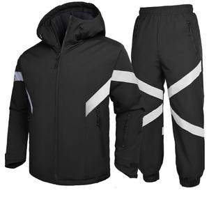 GEMYSE Men's Ski Suit Waterproof Snow Suit Winter snowboard Jacket and Pants Set Hooded ski outfits with Reflective Trim,M