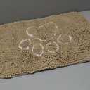 Smiry Dog Door Mat for Muddy Paws, Absorbent Dirt Trapper Non Slip Quick Dry Washable Chenille Mat for Mud Dogs, Entry Rug for Indoor and Outdoor (24x16 Inches, Beige and White)