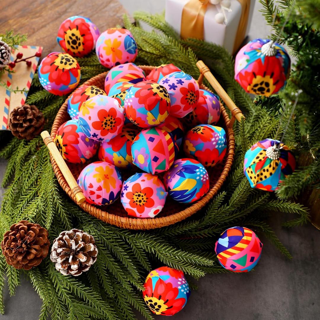 Soulchen 12 Pcs 2.36 inches Mexican Christmas Ornaments Bulk Talavera Hanging Christmas Tree Ball Shatterproof Colorful Plastic Fiesta Mexico Holiday Decorations for Hispanic Home Xmas Party Decor