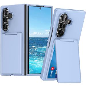 for Samsung Galaxy Z Fold 7 Case with Hinge Protection and Card Holder Military Grade Drop Protection PC Card Slot Case with Kickstand Slim Thin Cover for Galaxy Z Fold 7,Purple