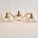 Vintage Vanity Light Fixture, 3-Light Bathroom Lighting with Matte Antique Brass Finish and Crystal Glass Shade