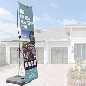 Heavy-duty Outdoor X Banner Stand 24"x63" Sign Holder Banner Stand with Water-filled Base (STAND ONLY) --- Great for Outdoor and Indoor Sign Holder Display Stand