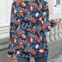 American Flag Shirts Women Veterans Day USA T Shirt Long Sleeve Patriotic Proud Memorial Christmas V Neck Tops (M)