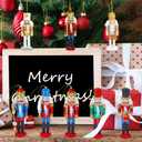 11 Piece Christmas Nutcracker Set Wooden Soldier Nutcrackers Hanging Ornaments for Xmas Tree Table Decor(Fresh Style)