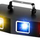 U`King DJ Laser Lights, 4 Beam Effect Party Lights Sound Activated DJ RGBY LED Projector Party Light by DMX Control for Dancing Birthday Bar Pub Stage Lighting (17.3*6.4*3.3in)