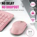 Wireless Silent Keyboard Mouse Combo, Ultra-Slim USB Keyboard Silent Mouse Set, Water-Dropping Keycaps, 12 Shortcuts, 2.4GHz Wireless Connection for PC Laptop Windows XP/7/8/10, Vista, Mac (Pink)