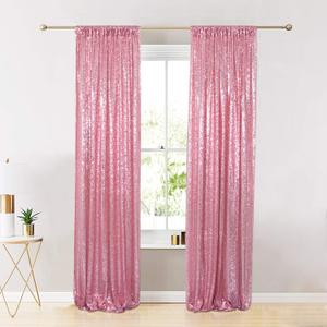 ShinyBeauty Sparkle Backdrop Curtain Fuchsia Pink 2 Panels Set Sequin Photo Backdrop 2FTx8FT Sequin Backdrop Curtain Pack of 2