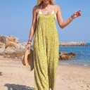 LUXVEER Jumpsuits for Women 2026 Summer Rompers Boho Floral Overalls Casual Wide Leg Long Pant One Piece Vacation Outfits (XL)