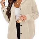 ZOLUCKY Shacket Jacket for Women Polyester Jacket Shirts Oversized Button Down Shirt Casual Long Sleeve Cream Shacket, Off White Small